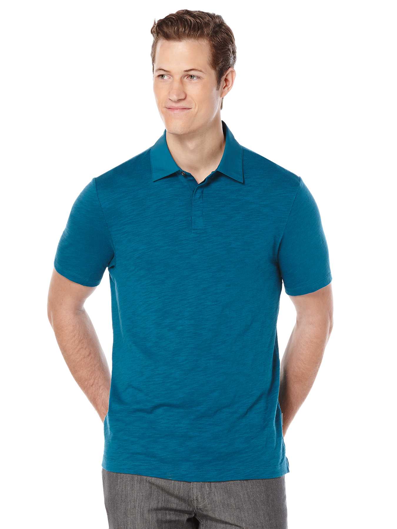 Perry Ellis Short Sleeve Woven Collar Polo