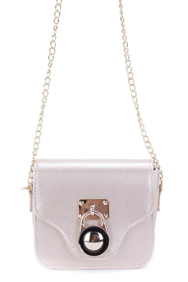 Gold Faux Leather Mini Handbag