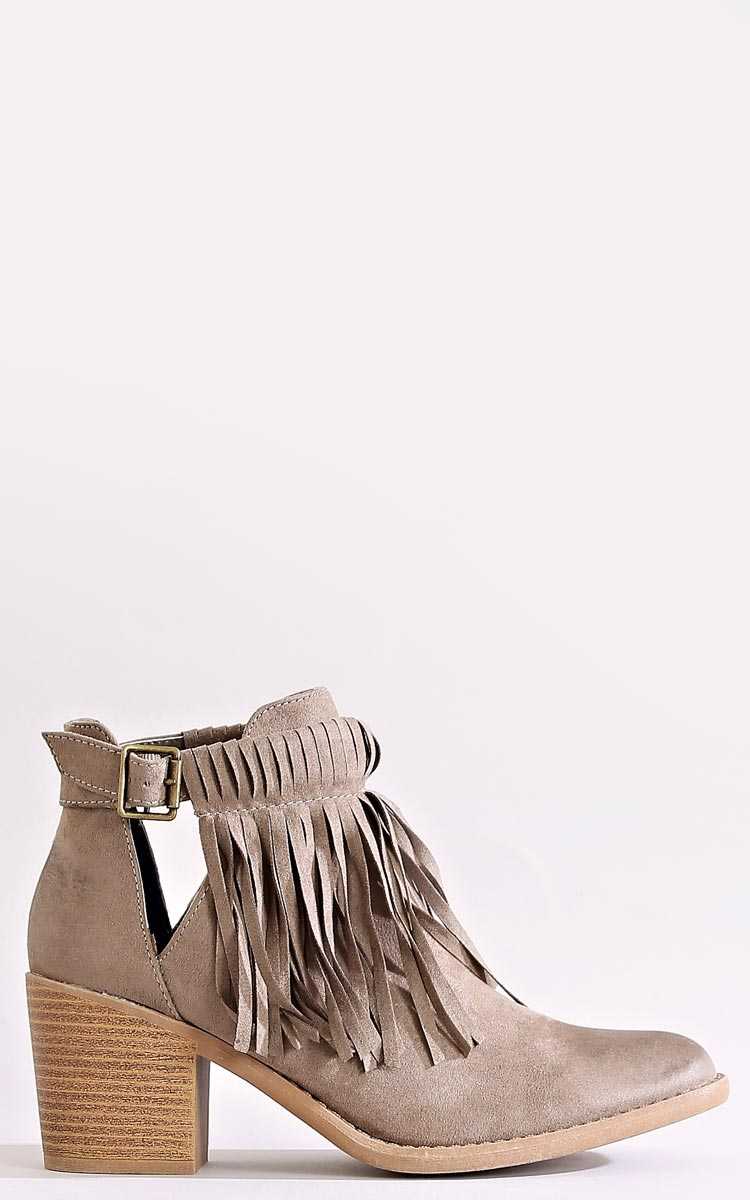 Qupid Alabama Faux Leather Booties - Taupe in Size 5.5 by Styles For Less