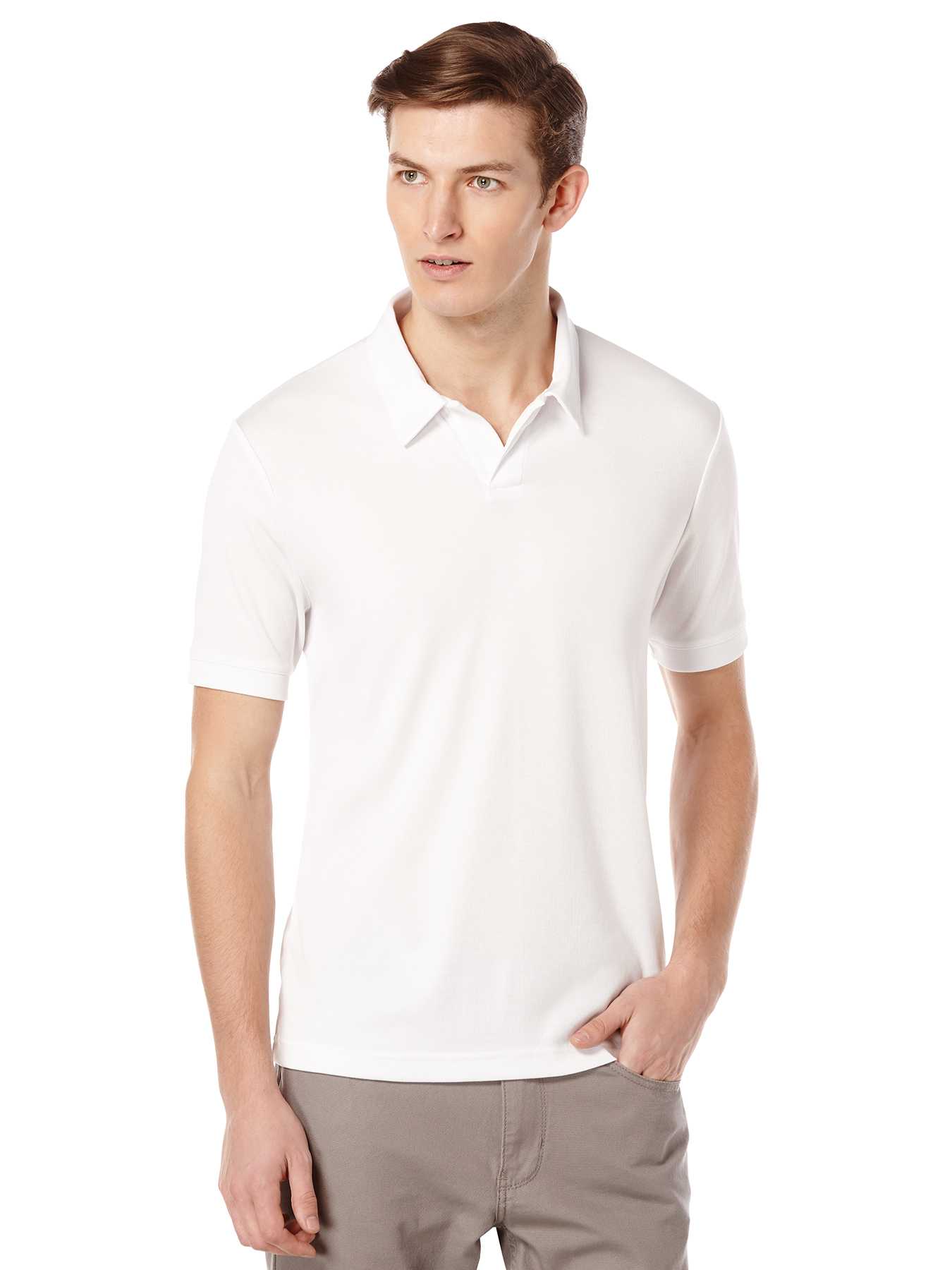 Perry Ellis Rib Open Collar Knit Polo