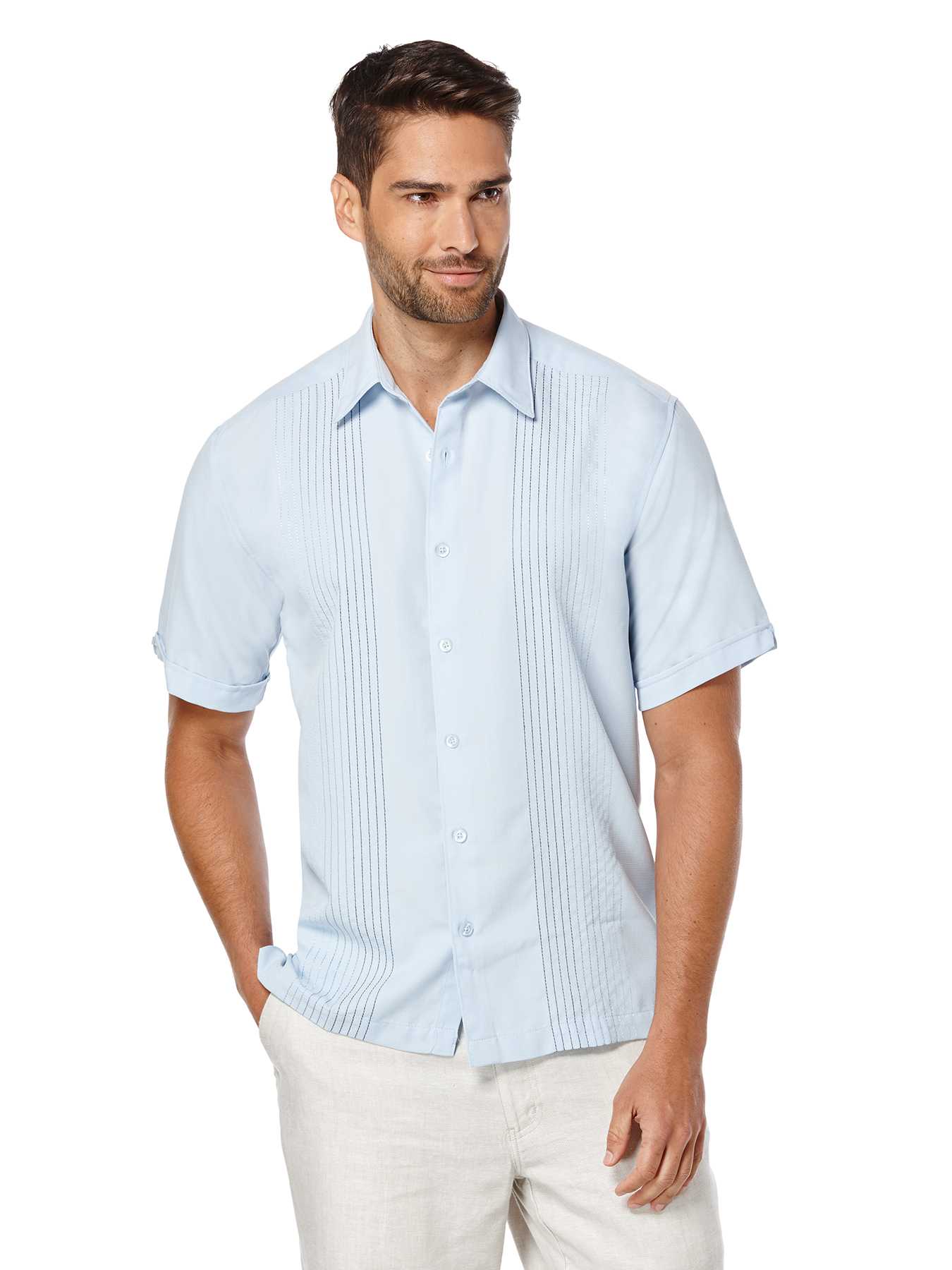 Cubavera Short Sleeve Texture Ombre Embroidery