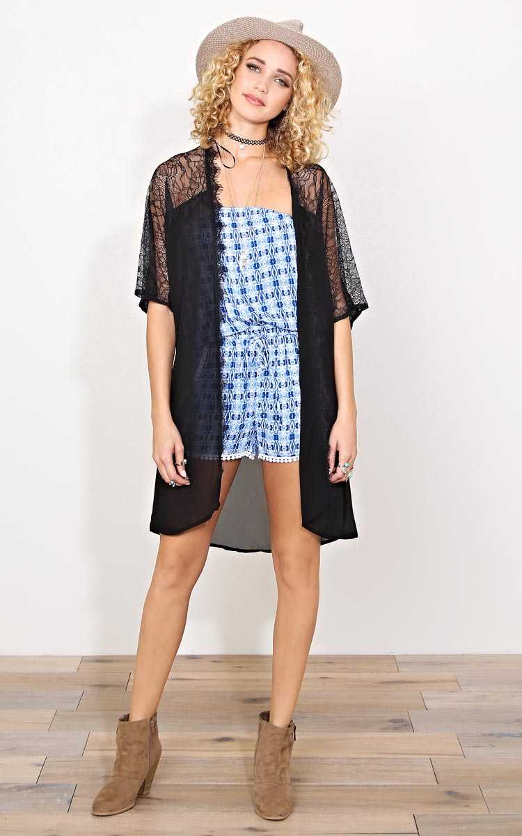 Floral Touch Woven Wrap - - Black in Size by Styles For Less