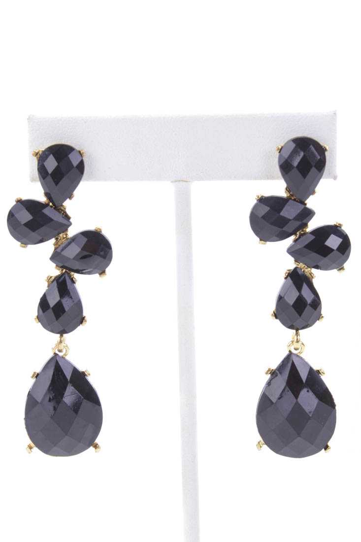 Black Gold Faceted Beaded Dangle Earrings