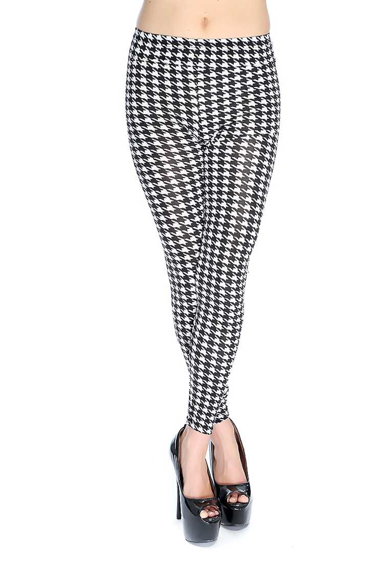 Stylish Houndstooth Fitted Leggings