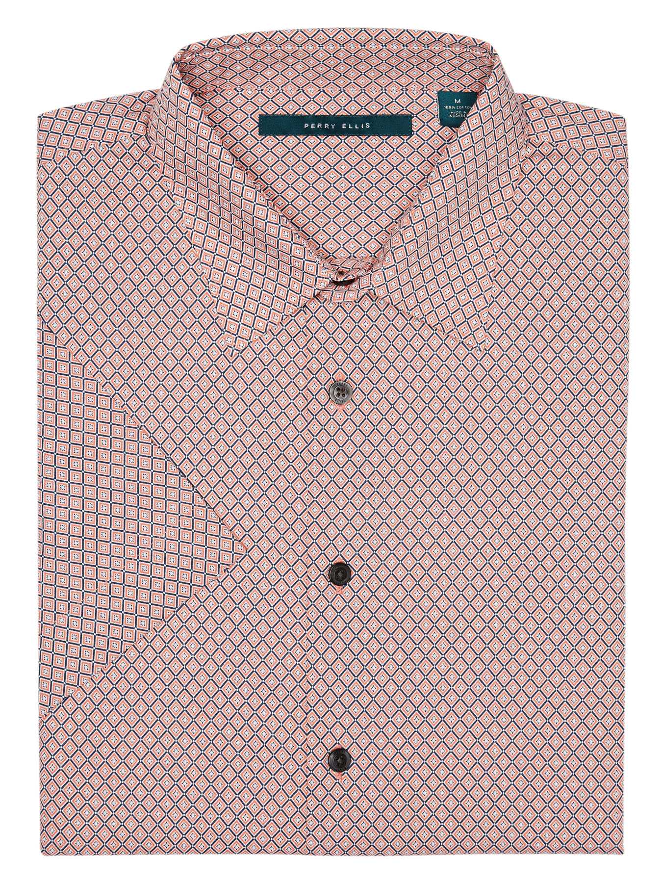 Perry Ellis Short Sleeve Diamond Print Shirt