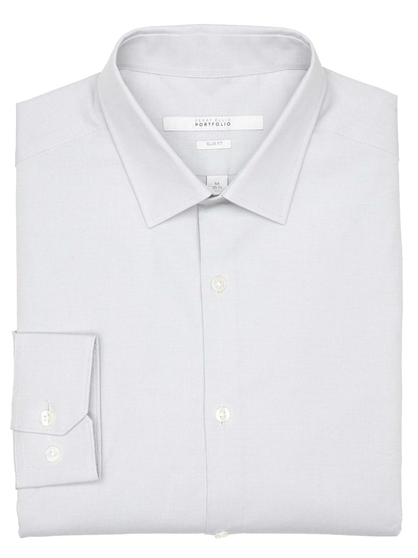 Perry Ellis Slim Fit Birdseye Portfolio Dress Shirt