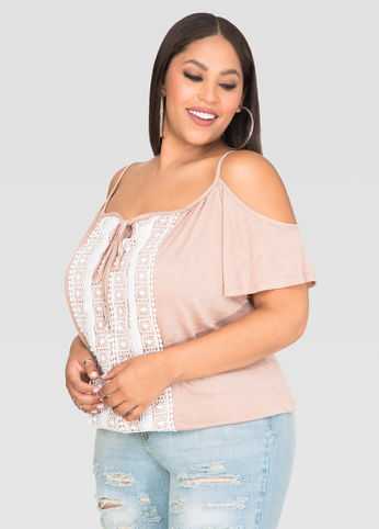 Crochet Cold Shoulder Slub Tee