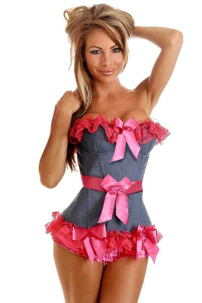 Pin-Up Denim Ruffled Corset