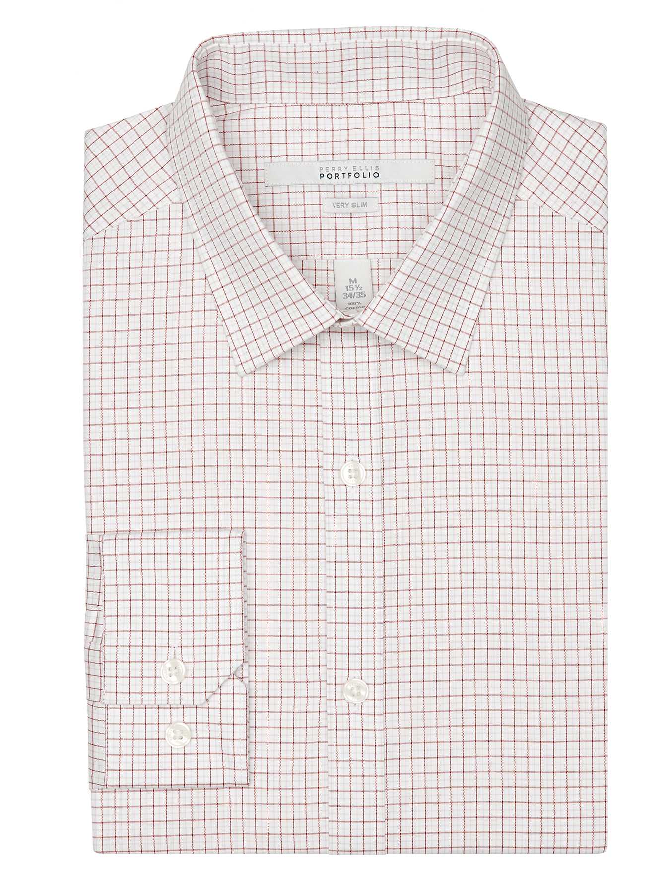 Perry Ellis Slim Fit Ticking Check Dress Shirt