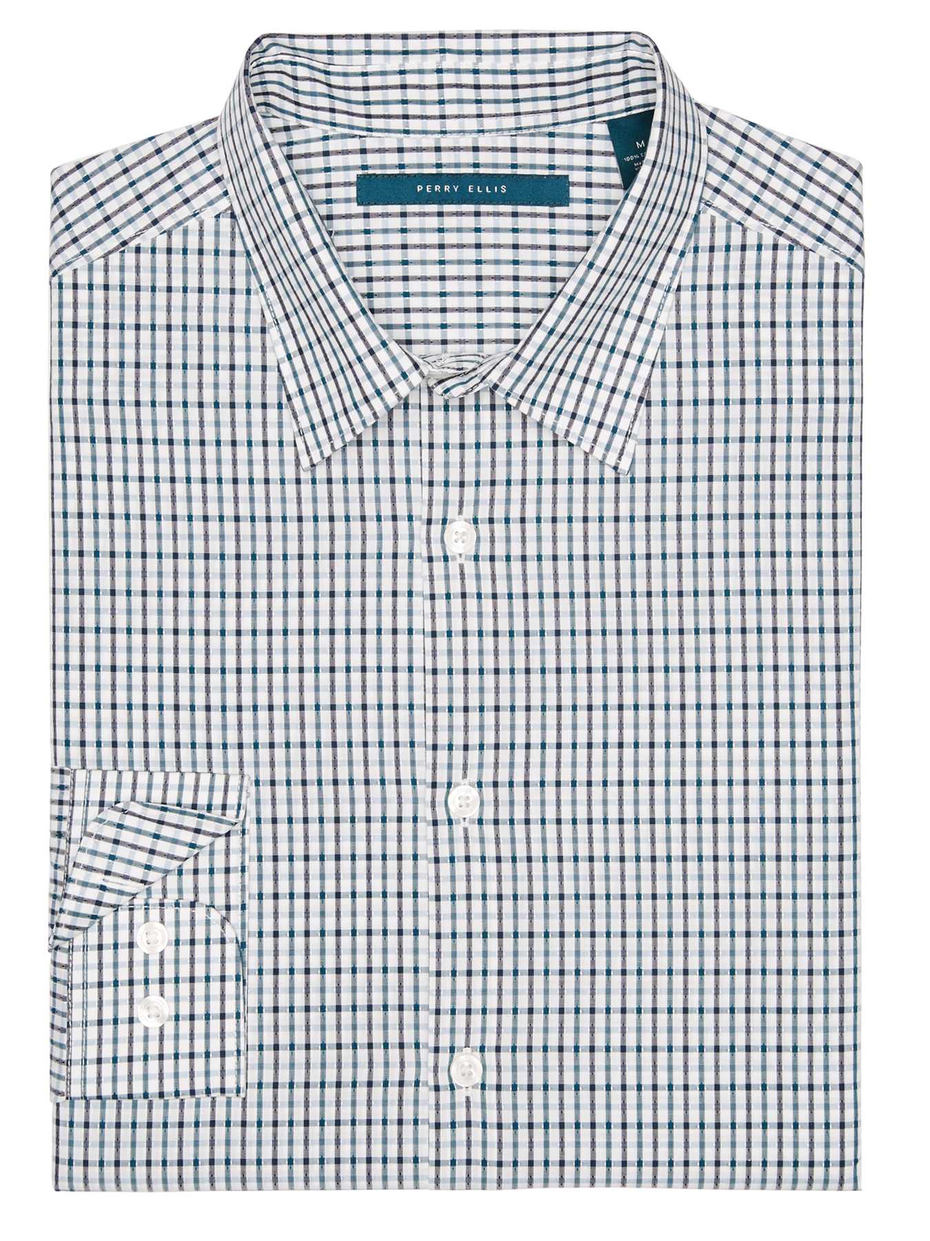 Perry Ellis Slim Fit Dobby Check Shirt