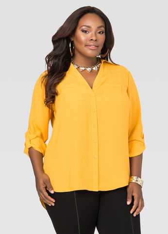 Two Pocket Crepe Blouse