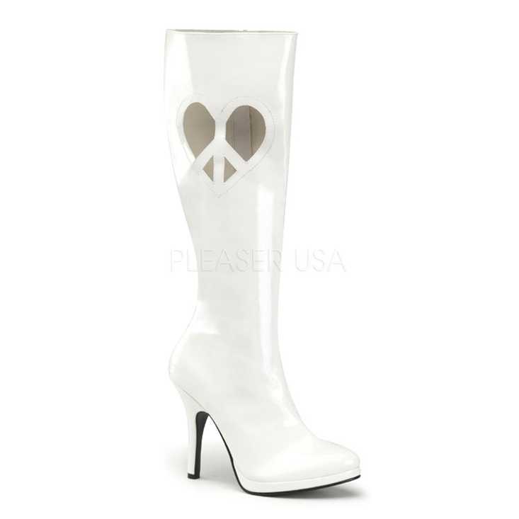 White Patent Die Cut Heart Shape GoGo Boots