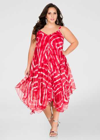 Tie Dye Flowy Hanky Hem Dress