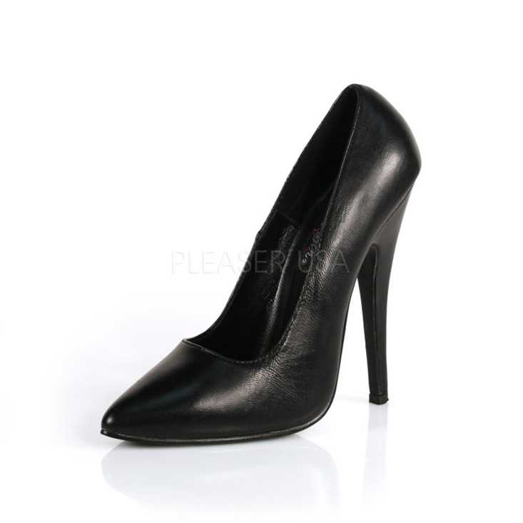 Black Leather Single Sole Pump High Heels