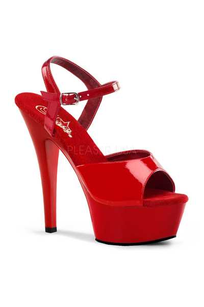 Red Patent Strappy Peep Toe Platform High Heels