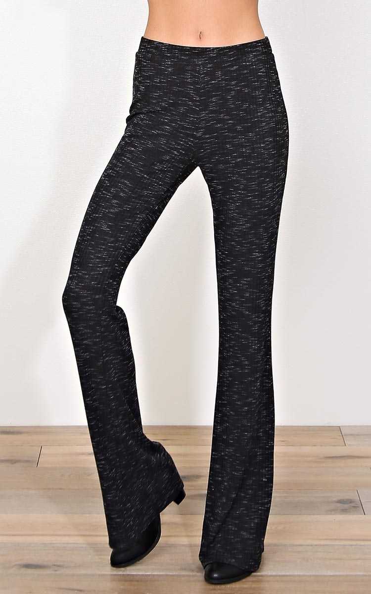 Good Timing Rib Knit Palazzo Pants - MED - Black in Size Medium by Styles For Less