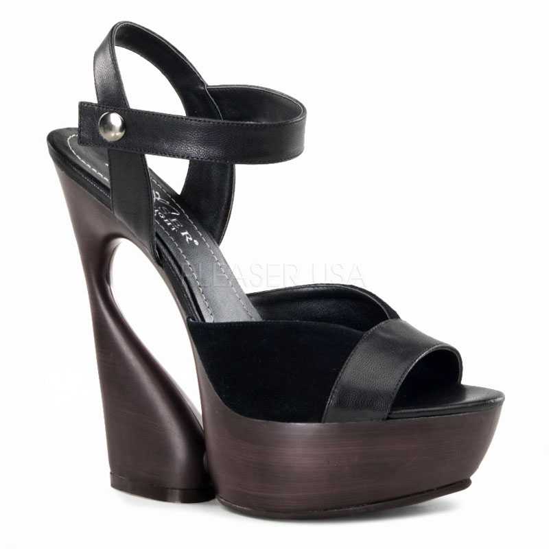 Black Faux Leather Structured High Heels