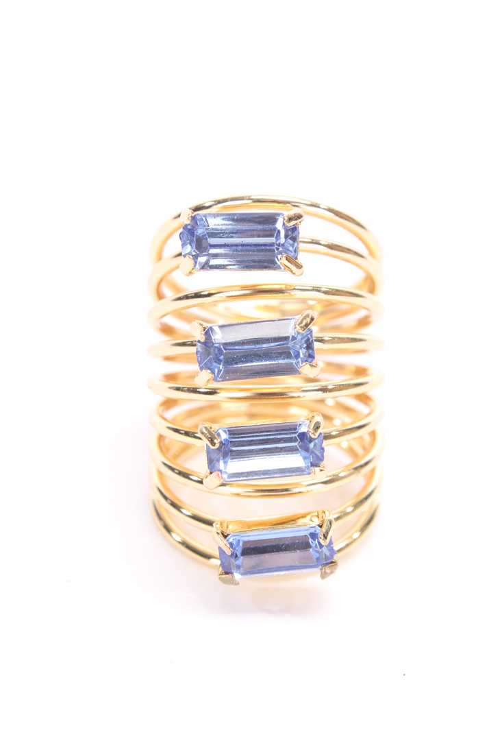 Light Blue Diamond Gemstone High Polish Spring Band Design Ring