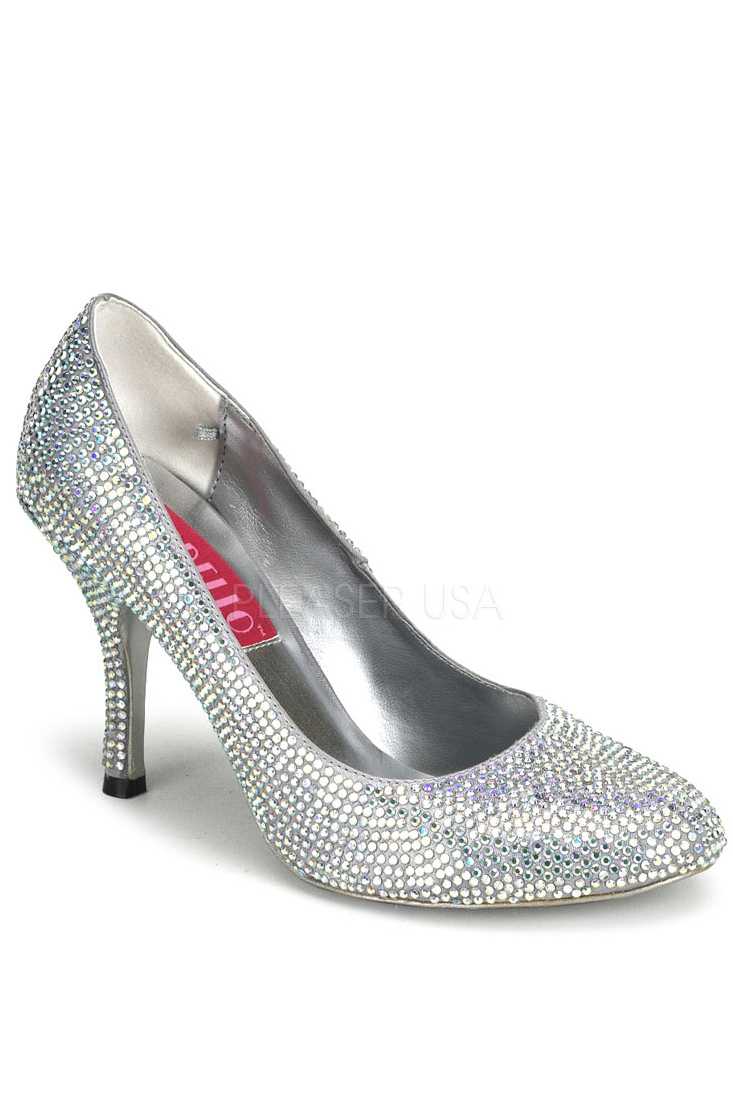 Iridescent Rhinestone Single Sole Pump High Heels Fabric