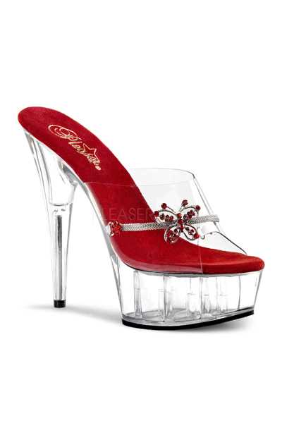 Clear Red Rhinestone Butterfly High Heels