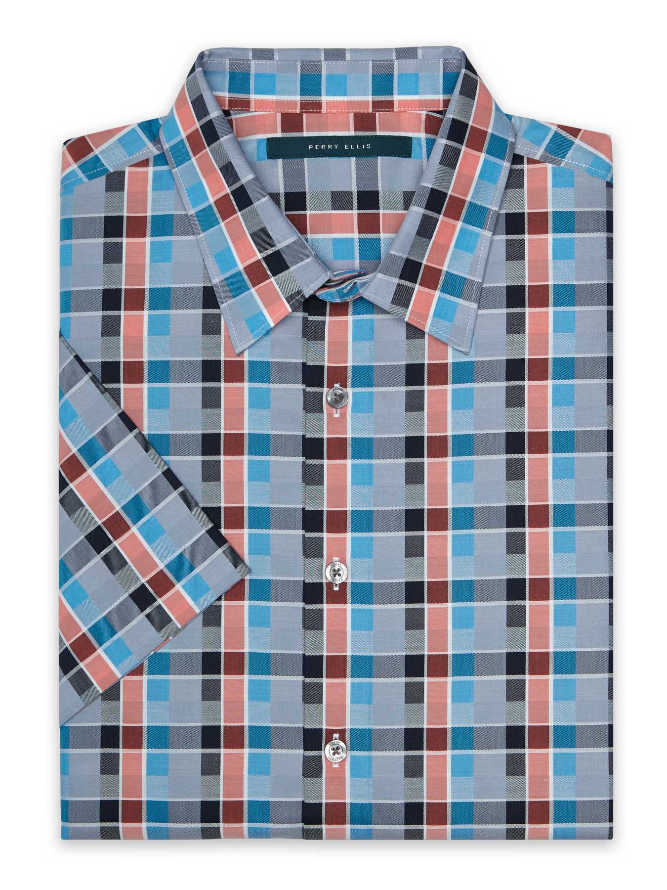 Perry Ellis Multi Color Check Pattern Shirt