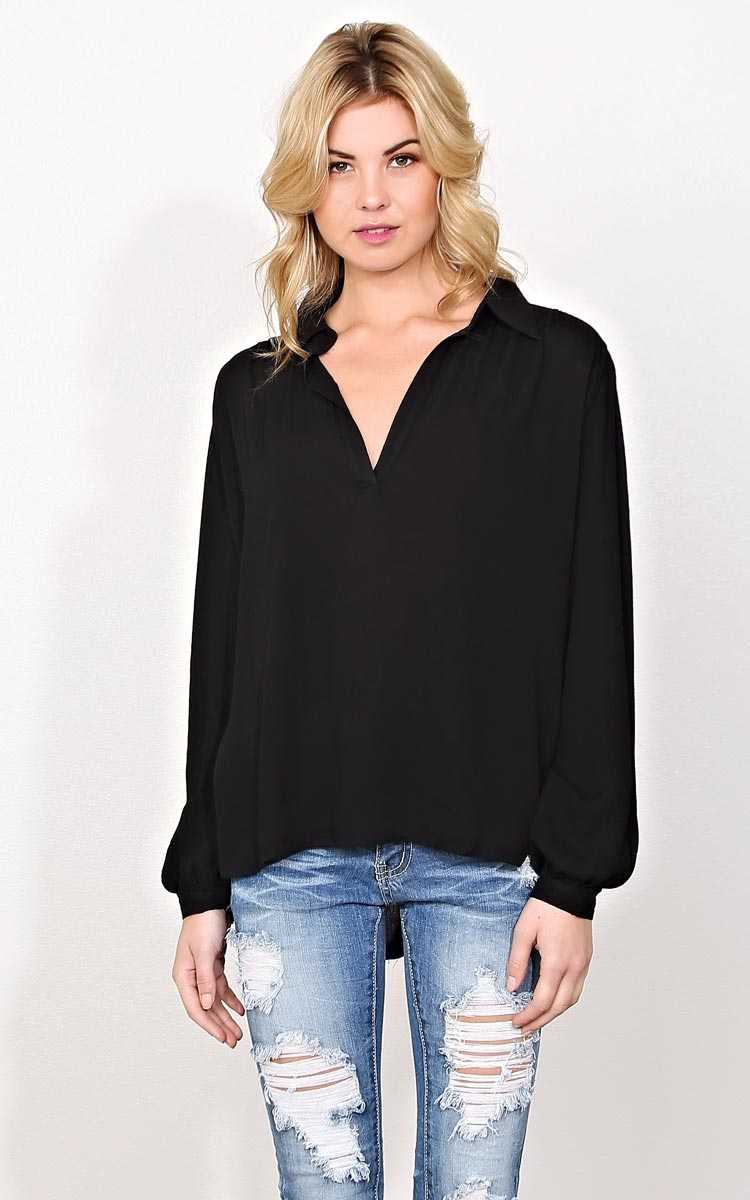 Hannah Woven Gauze Top - - Black in Size by Styles For Less