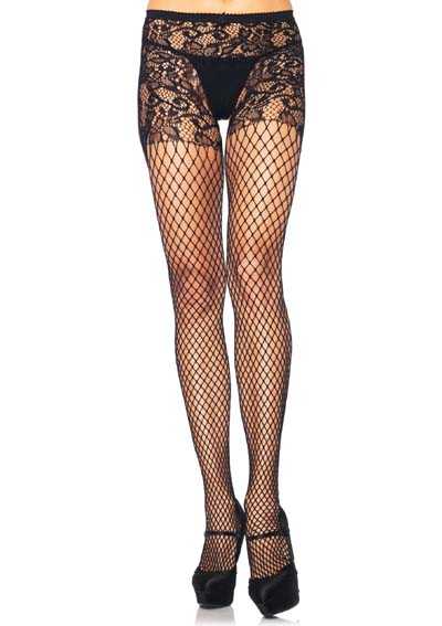 Black Floral Vine Pantyhose