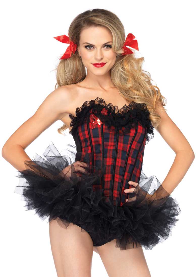1 PC Easy A Plaid School Girl Corset