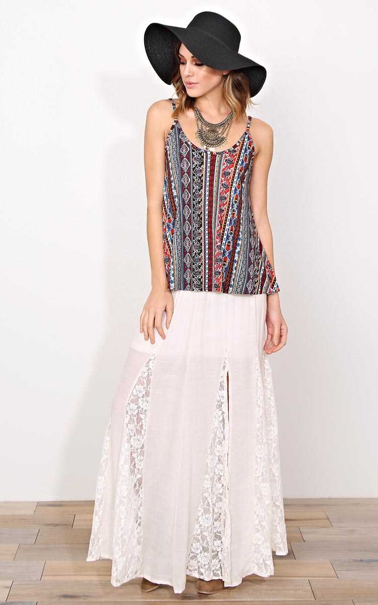 Floral Fantasty Knit Tank - - Brown Comb in Size by Styles For Less