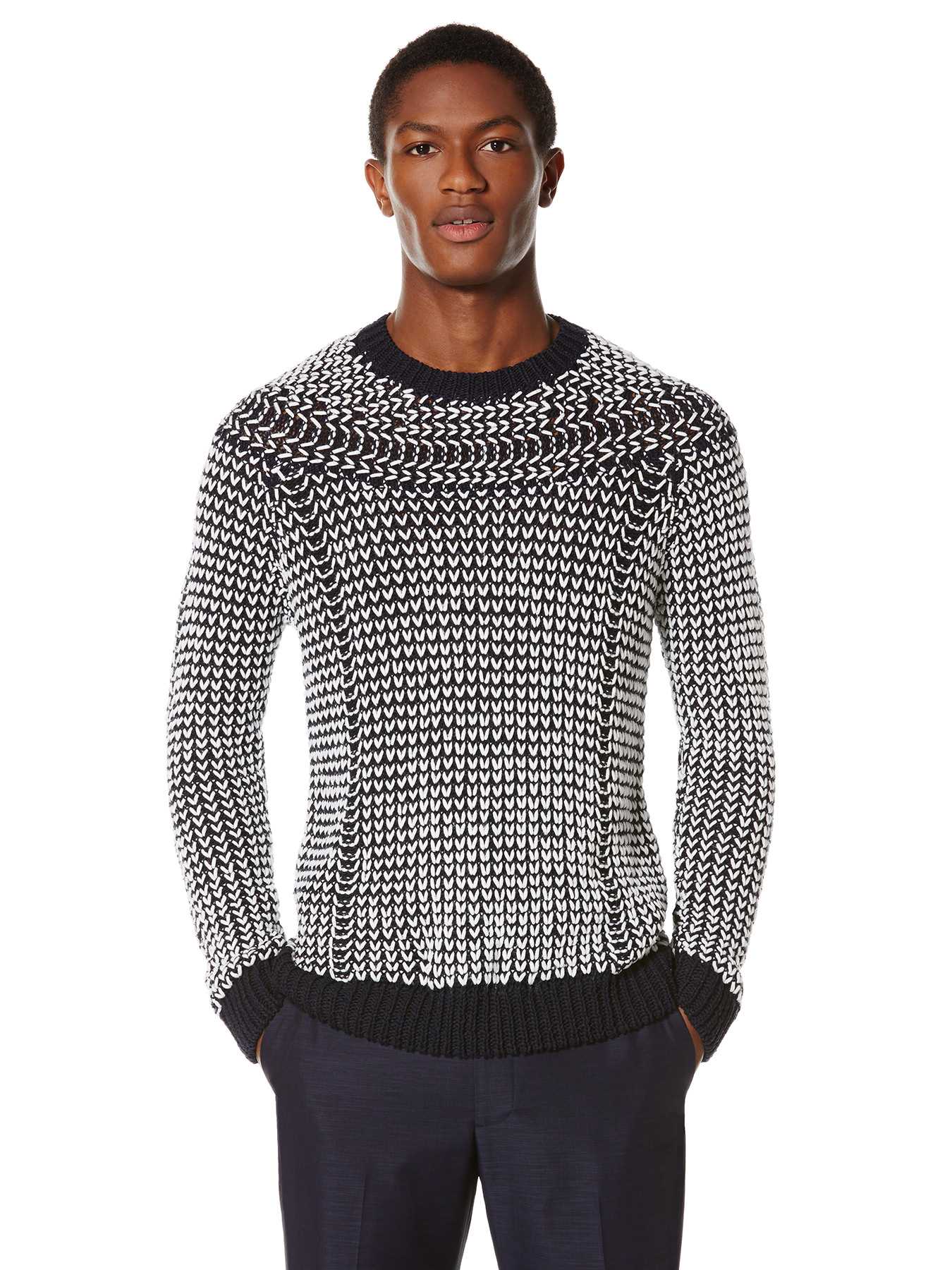 Perry Ellis Cotton/Linen Yoke Sweater