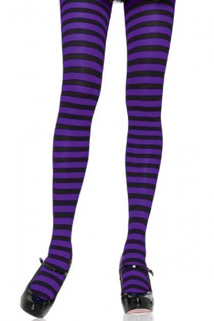 Black Purple Striped Tights Hosiery