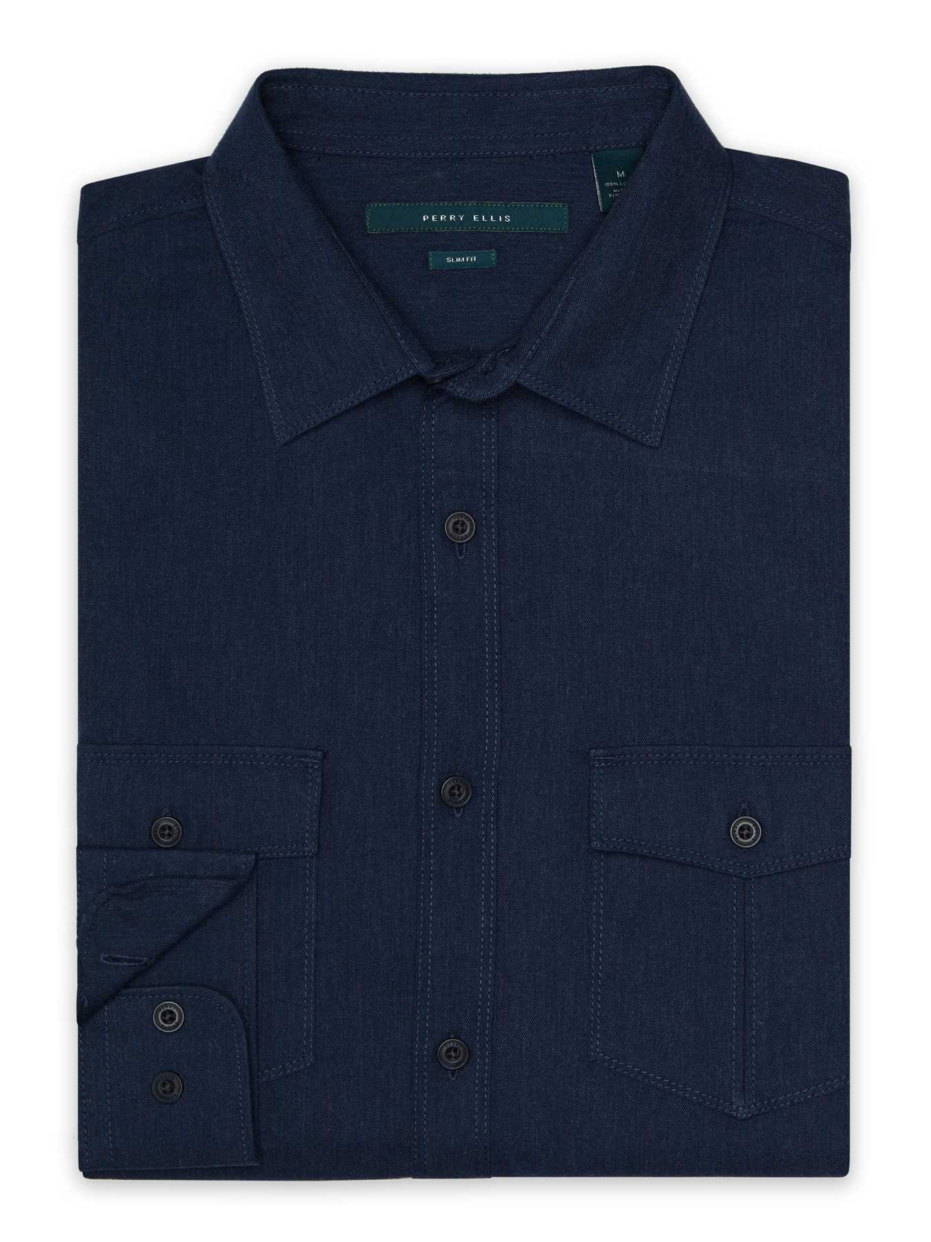 Perry Ellis Slim Fit Twill Heathered Shirt