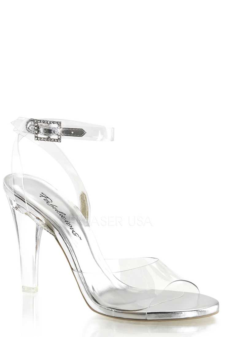 Clear Wrap Around Ankle Strap Sandal High Heels Plastic