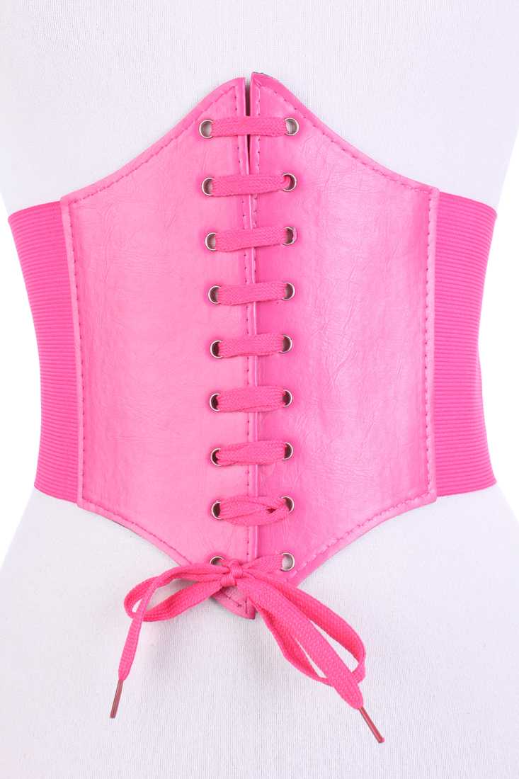Fuchsia Spandex Tie Up Corset Design Sexy Summer Belt