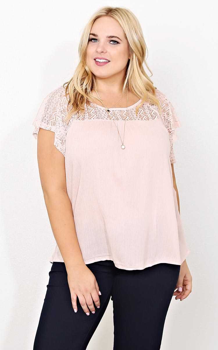 Plus Size Sweet Crush Woven Gauze Top - Blush in Size 0X by Styles For Less