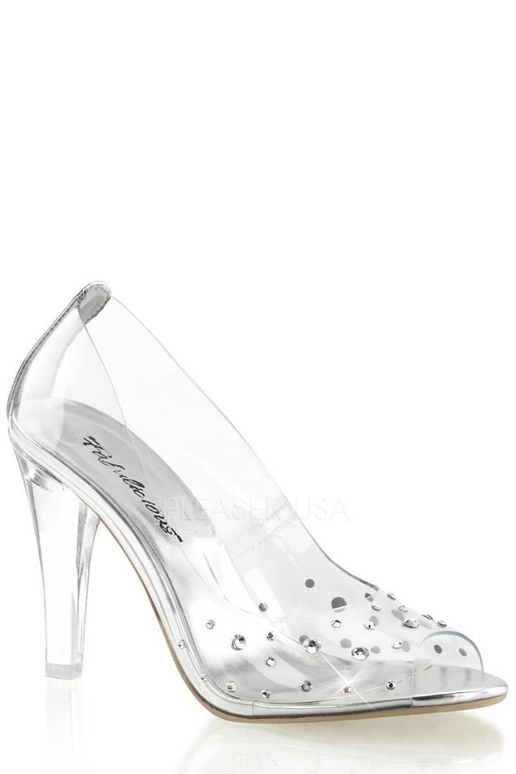 Clear Rhinestone Accent High Heels Plastic