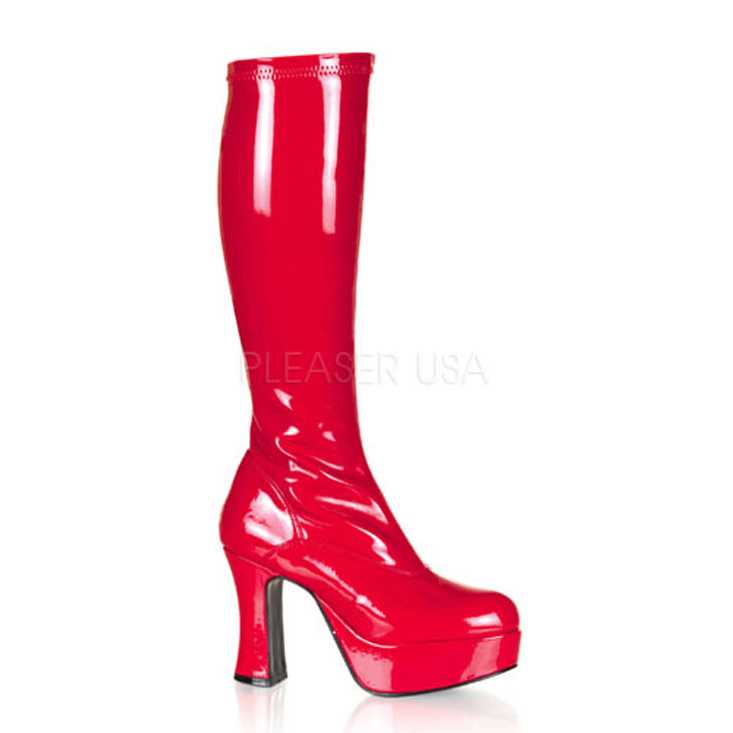 Red Stretch Patent Faux Leather GoGo Boots