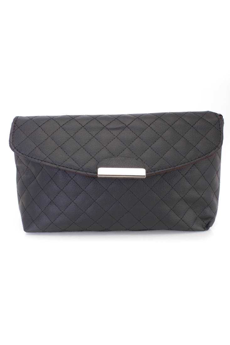 Black faux Leather Quilted Handbag
