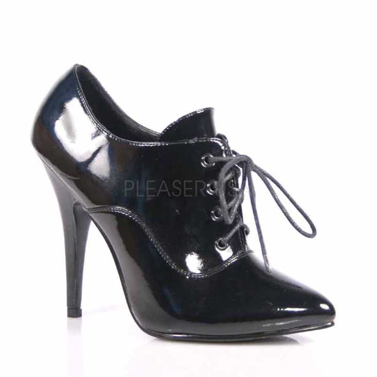 Black Lace Up Oxford Booties Patent