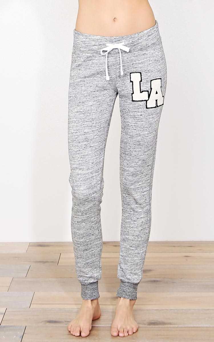 LA Varsity Squad Marled Joggers - - Black/White in Size by Styles For Less