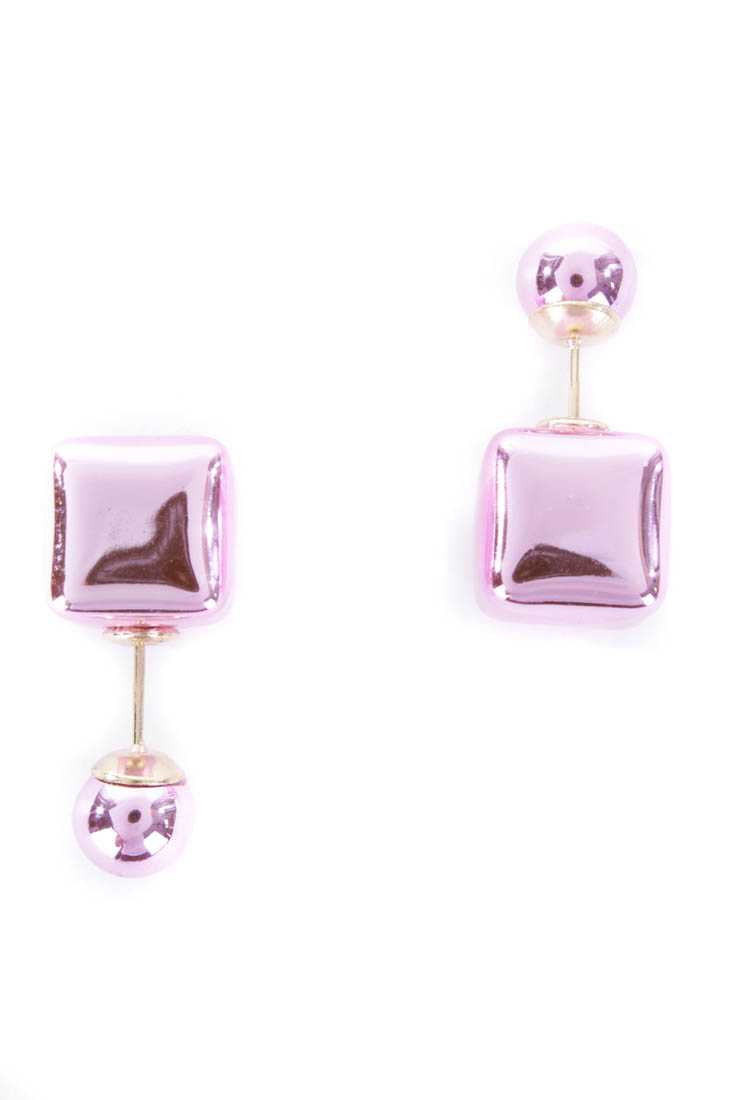 Pink Cube Beaded Earrings