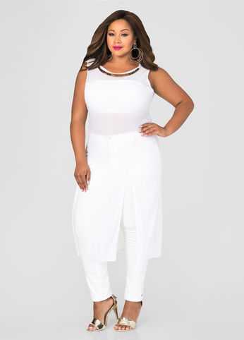 Mesh Double Slit Necklace Duster