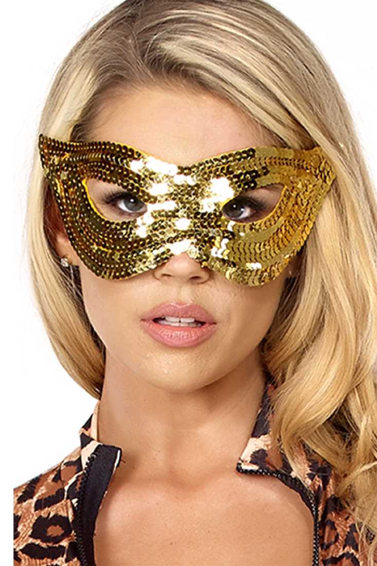 Gold Sequin Eye Mask Costume Accessory