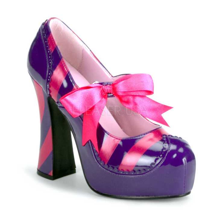 Purple Hot Pink Patent Bow Tie Maryjane High Heels