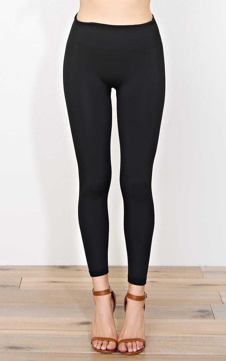 Black Fleece Lined Leggings - Black in Size S/M by Styles For Less