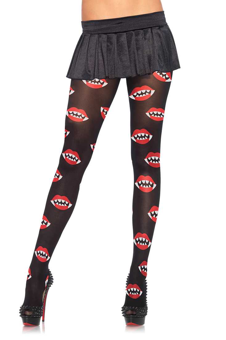 Black Vampire Bite Pantyhose Hosiery