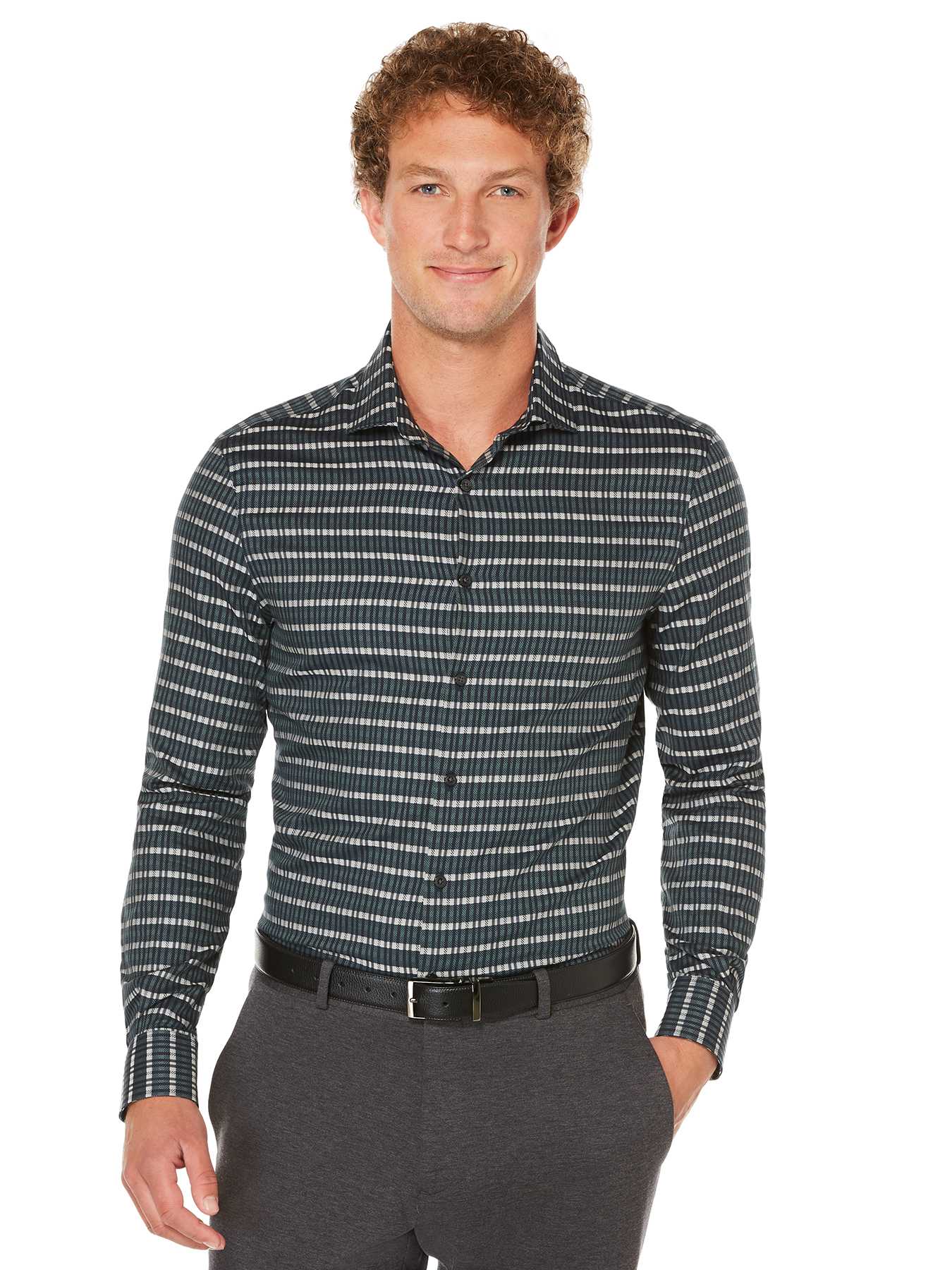 Perry Ellis Multi Color Jacquard Stripe Shirt