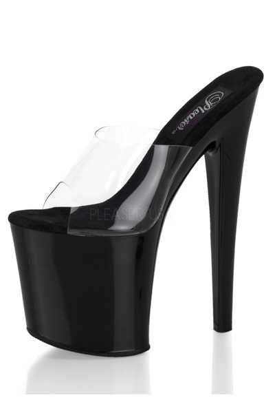 Clear Black Slip On Platform High Heels