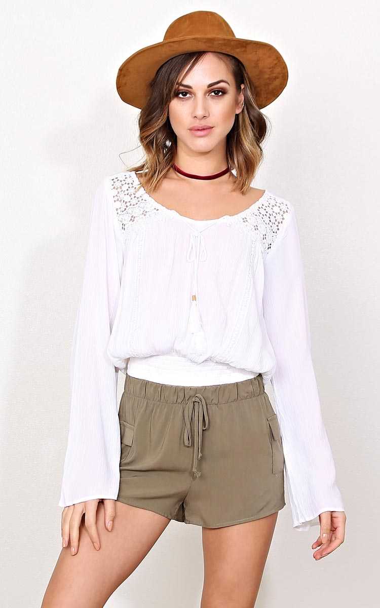 Seeking Freedom Peasant Top - SML - White in Size Small by Styles For Less