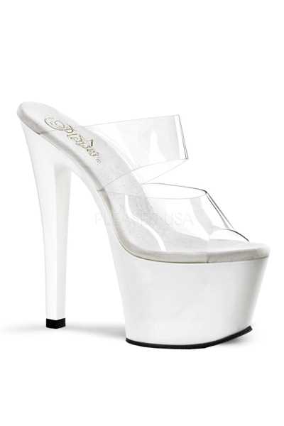 Clear White Slip On Platform High Heels